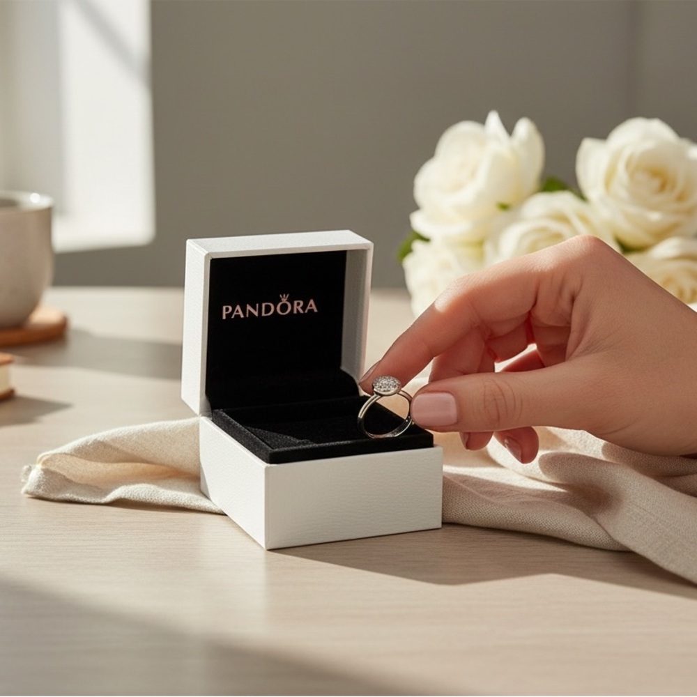 Pandora women's Dazzling Droplets 925 silver sparkling cubic zirconia ring